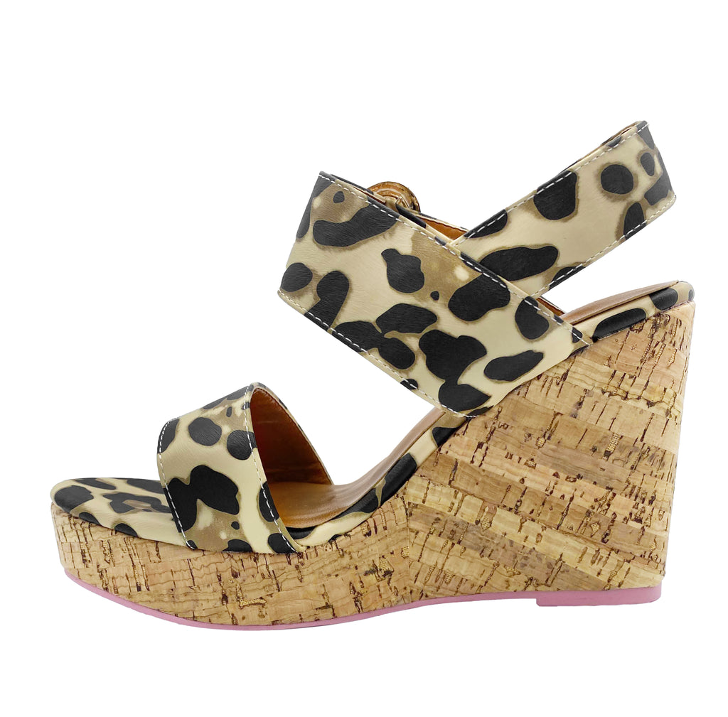 leopard wedge small feet shoes