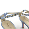 Gabriella Light Blue Rhinestone Ankle Strap Heels for Women With Small Feet