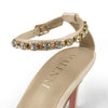 Gabriella Champagne Rhinestone Ankle Strap Heels for Women With Small Feet