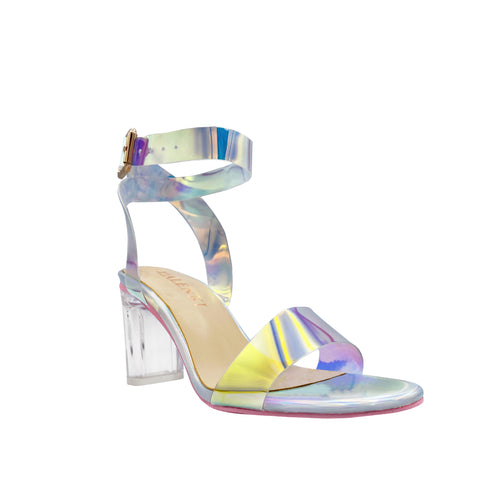 Lola Iridescent Clear Block Perspex Heels for Women with Small Feet