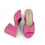 Danielle Hot Pink Open Toe Mule Heels for Women with Small Feet
