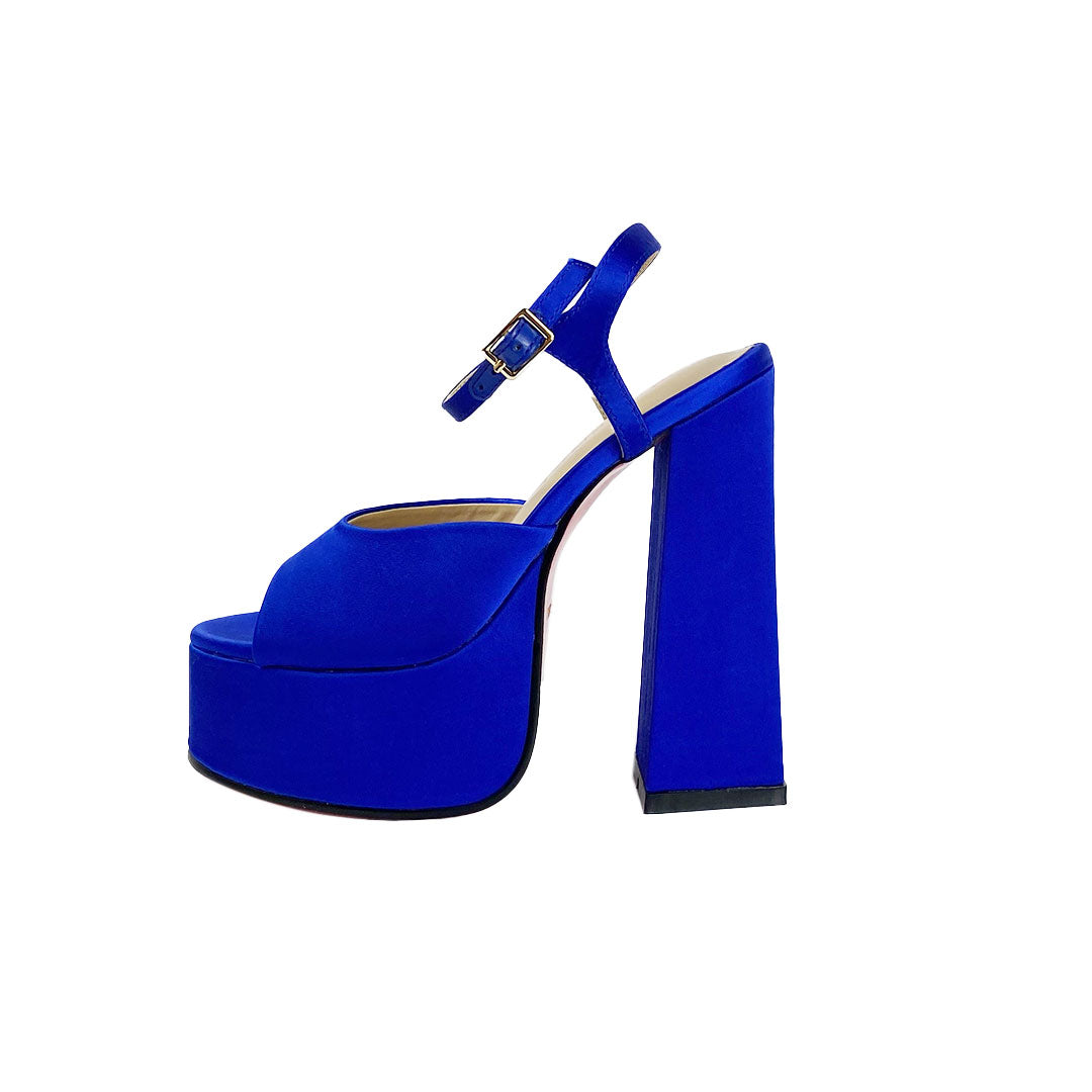 Royal Blue Satin Pointy Toe Flats with Ankle Strap - Wedding Shoes,  Bridesmaids Shoes, Evening Shoes